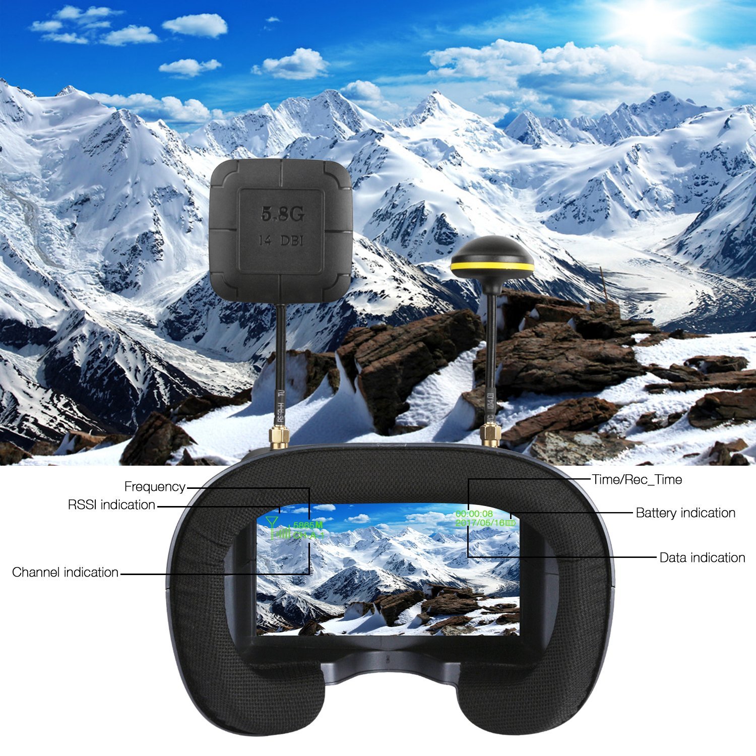 008D 5.8G 40CH 4.3 Inch 800*48 - Skyzone Sky04O Pro Fpv Goggles recension och pris